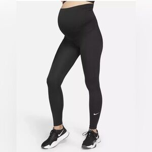 NIKE DRI-FIT ONE NEW! Black High Rise Over The Belly Maternity Leggings Sz S
